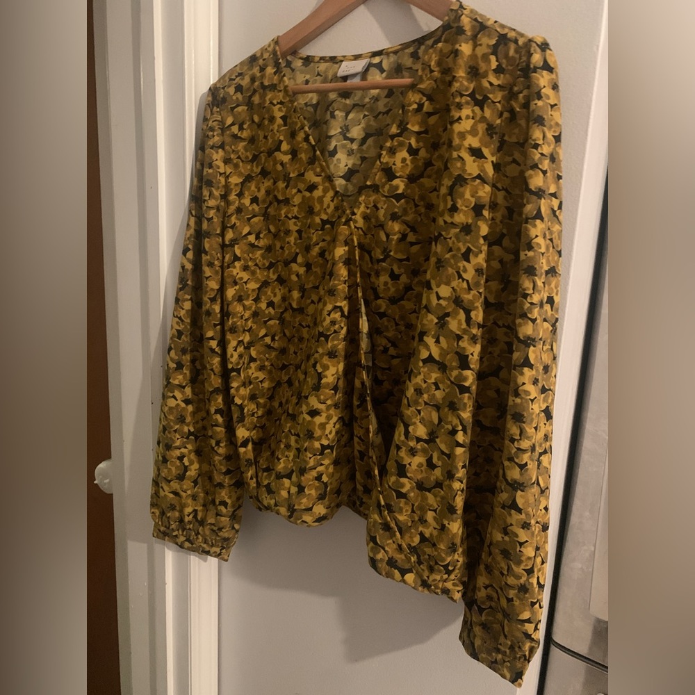 Yellow and Black Blouse; A New Day; size XXL